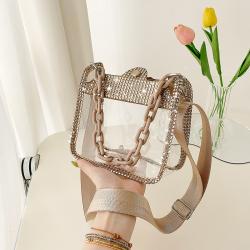 Transparent bright diamond women's bag chain small female diagonal bag fashionable shoulder bag