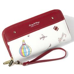 ZR506 Women's Wallet Long Handbag PU Double-layer Zipper Coins Wallet Purse Stylish Contrast Color Mobile Phone Bag Card Holder