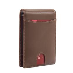 Minimalist Front Pocket Bifold Leather with ID Window Slim Large Capacity RFID Blocking Men's Wallet