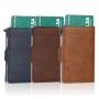 Factory wholesale leather pop up wallet rfid metal card holder aluminum metal wallet