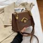 Versatile Women's Luxury Bag 2021 New Fashion Messenger Single Shoulder Square Stone Zipper Bag Tote Handbag Women With Lock