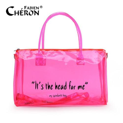 Customized Eco-Friendly Spend the Da Night Bag Transparent Waterproof Pvc Holographic Jelly Overnight Tote Duffel Travel Bag