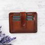 Full grain nice slim vegetable tanned RFID blocking card holder wallet card case leather card holder