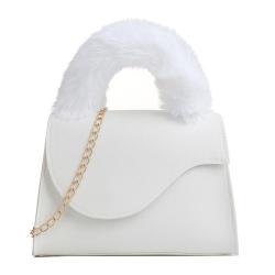 2024 Fashionable Plush Single-Strap Women's Shoulder Bag Portable Clear Sweet Ladiesh Messenger Bag Chain Foreign Trade
