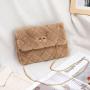 Pure Color Shoulder Crossbody Bag Metal Chain Women's Shoulder Bags Plush Bags Women Handbags Shoulder JY220827