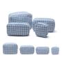 Keymay Custom Logo Cosmetic Bag Portable Travel Organizer Zipper Pouches Women Tweed Plaid Toiletry Makeup Bags Checkered