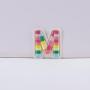 Keymay Populuar RTS Low MOQ Stock Fast Shipping A-Z 26 Letters Self-Adhensive Patch Embroidery Alphabet Stickers Rainbow Patch