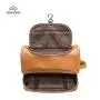2024 Daily ins Pu Leather Double Layer Toiletry Bag With Hook Portable Travel Brush Organizer Pouch