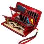 Oil Wax Genuine Leather RFID Protection Long Design Women Wallet Retro Multi Card Hollow-carved Wallets