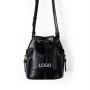 Customized Logo Factory High Quality Crossbody Bag Drawstring Design Bucket Bag PU Leather Glossy Soft Bucket Bag for Women