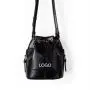 Customized Logo Factory High Quality Crossbody Bag Drawstring Design Bucket Bag PU Leather Glossy Soft Bucket Bag for Women