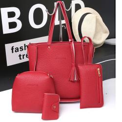 Fashion New Style Solid Color Bag Large Capacity Women's Rivet Four Piece Set Leisure One Shoulder Banquet Women's Bag
