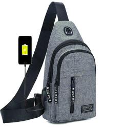 KBW590 Hot Selling Chest Bag Men New USB Shoulder Bag Sports Travel Crossbody Bag Leisure Solid Color Oxford Cloth Satchel