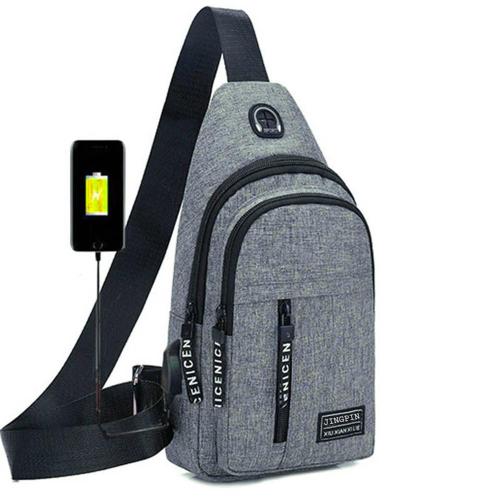 KBW590 Hot Selling Chest Bag Men New USB Shoulder Bag Sports Travel Crossbody Bag Leisure Solid Color Oxford Cloth Satchel
