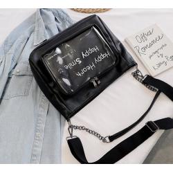 custom design leather Ita bag with clear window pocket custom printing ita hand bag for display pins