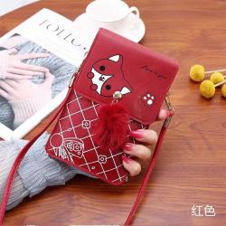2024 New Korean Version Women's PU Shoulder Bag Fashionable Waterproof Vertical Mobile Phone Bag Sling Women's Bag