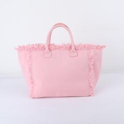 Personalized Print Embroidery Logo Large Capacity Fringe Tassel Canvas Bag Tote Handbags Women Work Shopping Travel Beach Tote