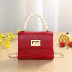 Ladies Crocodile Jelly Crossbody Bag Fashionable Portable Single Strap Handbag Zero Wallet Pearl for Children Cross-Border Style