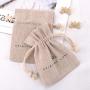 Eco-Friendly Small Natural Jute Jewelry Packaging Pouch Custom Logo Printed Reaycled Burlap Gift Jute Drawstring Bag