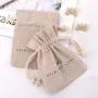 Eco-Friendly Small Natural Jute Jewelry Packaging Pouch Custom Logo Printed Reaycled Burlap Gift Jute Drawstring Bag