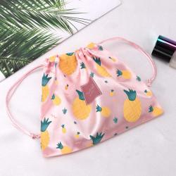 Custom Full Screen Printed Satin Drawstring Bag Hair Bundle Wig Underwear Packaging Dust Satin Pouch