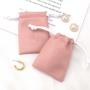 Hot Sale Custom Logo Emboss Pink Pu Leather Drawstring Bag Sunglasses Power Bank Waterproof Leather Pouch