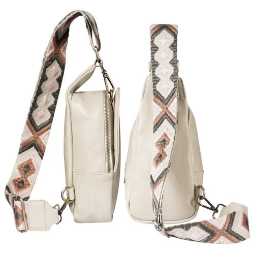 Private Label Fashion Vegan Leather Sling Bags With Boho Guitar Straps Personalized Fanny Pack Leopard Chest Crossbody Bag