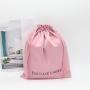 Pink Hair Extension Packaging Satin Pouch Custom Logo Printed Large Satin Drawstring Dust Shopping Clothes Bag