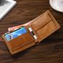 OEW054 Customize Design Slim Coin Purse Genuine Leather Vintage ID Credit Card Holder Short Thin Bifold Wallet For Men