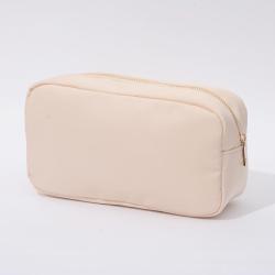 Wholesale Candy Color Travel Cosmetic Pink Custom Logo Toiletry Chenille Patch Women Nylon Makeup Pouches