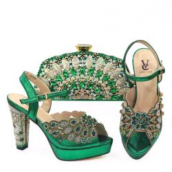 matching  2024 Fashion Women High Heels Nigerian Party Shoes And Bag Set For Evening Party