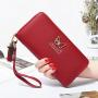 Fashion Butterfly Wrist Handle Phone Case Money Pocket Pouch Wallets Pu Leather Ladies Purse Women Long Wallet