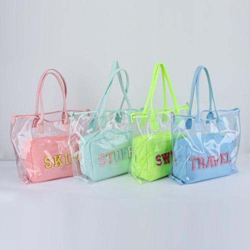 DIY Beach Tote Transparent Clear Tote Bag Waterproof Clear Shopping Bag Large Capacity PVC Tote Clear Tote Ladies the Tote Bag
