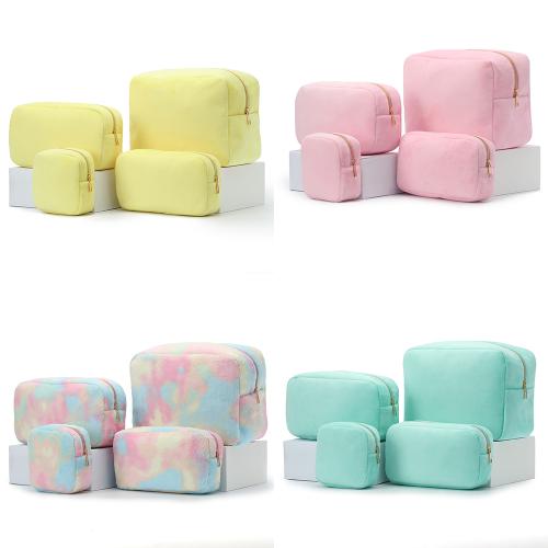 Keymay Personalized Bag Tie Dye Spring Break Pouch Bridesmaid Gift Small Velvet Pouch Luxury Cosmetic Bag Terry Cloth Makeup Bag
