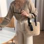 New Fashion Plain Tote Bag Luxury High Quality Soft Plush Hand Bag Simple Lovely Small Faux Fur Tote Bag
