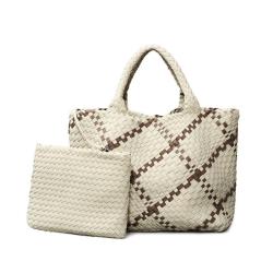 2024 OEM Luxury Designer Vegan Neoprene Tote Bag for Women Handmade Leather Lined Large Handbag with Lace Pattern Custom Logo