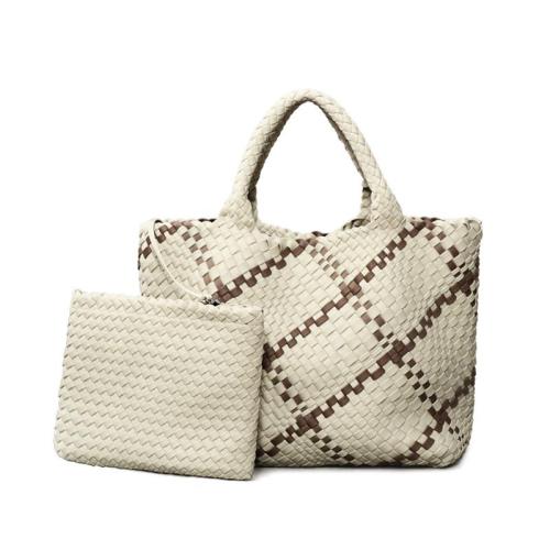 2024 OEM Luxury Designer Vegan Neoprene Tote Bag for Women Handmade Leather Lined Large Handbag with Lace Pattern Custom Logo