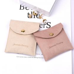 Custom Logo Emboss Packaging Microfiber Flap Envelope Pouch Suede Jewelry Envelope Bag