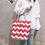 Trendy Shoulder Bags Wavy Striped Casual Plaid Canvas One Shoulder Shopping Tote Bag Shoulder Hand Bag Women