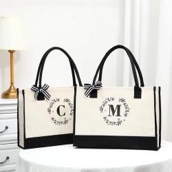 2024 New Reusable Eco-friendly Custom Logo Cotton Tote Shopping Bag Blank Spot Plus Print Logo Canvas Bag Women's Handbag