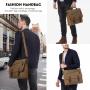 Lovevook 15.6'' Vintage Leather Laptop Book Bag Satchel Bag for Work Travel School Waterproof Canvas Briefcase Men Messenger Bag
