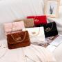 Pure Color Shoulder Crossbody Bag Metal Chain Women's Shoulder Bags Plush Bags Women Handbags Shoulder JY220827