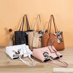 Gelory Wholesale Ladies Underarm Bags PU Leather Love Embroidered Solid Color Large Capacity Scarf Tote Handbag Shoulder Bag