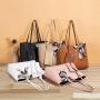 Gelory Wholesale Ladies Underarm Bags PU Leather Love Embroidered Solid Color Large Capacity Scarf Tote Handbag Shoulder Bag