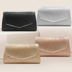 Hot Selling Classic Women's Sequin Pleated Envelope Bride Handbag Women's Wedding Evening Dress Bag Clutch Bags For Ladies