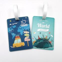 ZR815 Personalized Pu Leather Luggage Tag Custom Travel Name ID Multi-color Suitcase Tag Checked Boarding Travel Baggage Tag