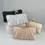 New Satin pleated clutch rhinestone ring head crossbody bags custom wrinkle pattern evening clutch bags for Party Wedding Bridal evening bag 2024