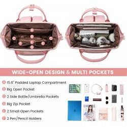 LOVEVOOK 15.6 17 in PU Leather Laptop Backpacks Woman Business Work Travel Back Packs Large Fashion Computer School Student Bags