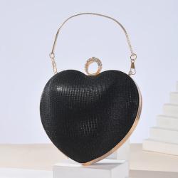 New arrival glitter fabric shiny modern wedding clutches purse heart bag handbag evening bag for wholesale
