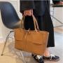 New Large Capacity Tote Bag National Large Checked Single Shoulder Crossbody Design Button Leather Polyester Cotton Summer Use